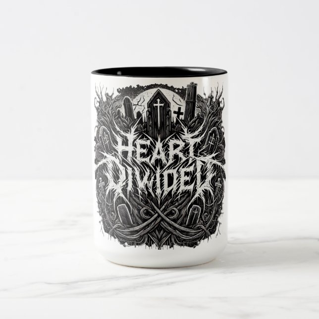 Geteiltes Herz - Friedhof-Tasse Zweifarbige Tasse (Mittel)