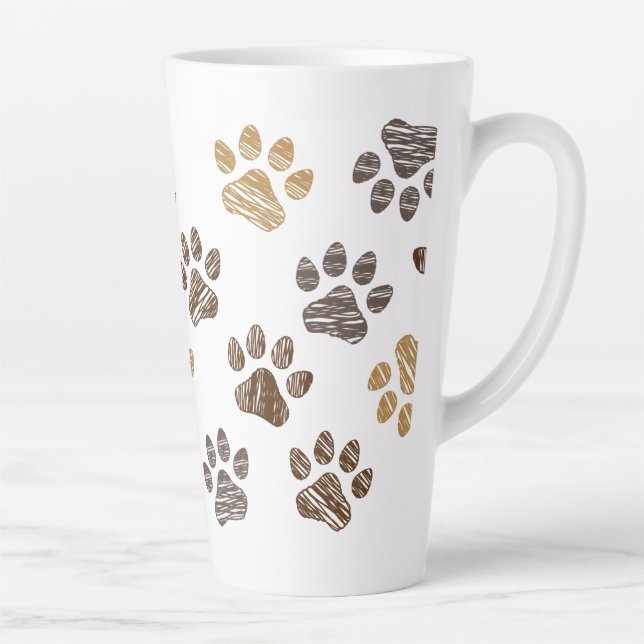 Getekende honden, katten pootje. Hond, kat poten. Milchtasse (Rechts)