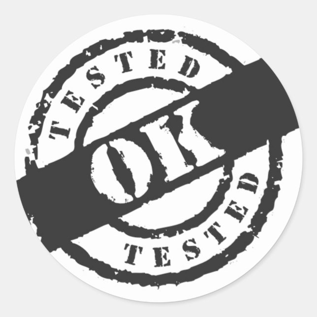 Getestetes Ok Runder Aufkleber (Vorderseite)