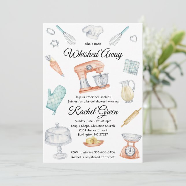 Getflüstert von der Küche Bridal Dusche Einladung (Stehend Vorderseite)