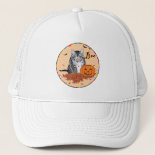 Getigert Halloween-Katze Truckerkappe