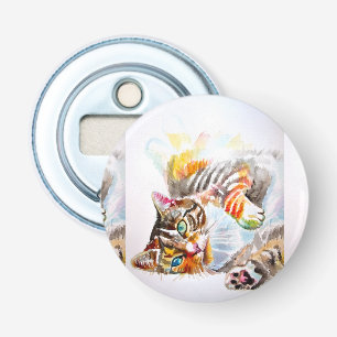 Getigerte Katze Aquarell Katzen Geschenk Floral Bl Flaschenöffner