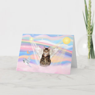 Getigerte Katze Engel in Wolken Karte