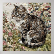Getigerte Katze Florale Gartenposter