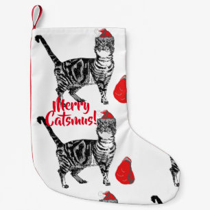 Getigerte Katze Frohe Catsmus-Weihnachtsstrumpf Kleiner Weihnachtsstrumpf