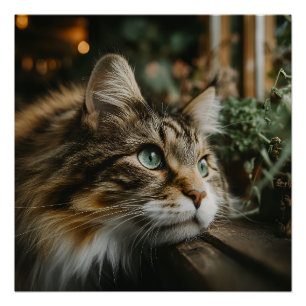 Getigerte Katze Holzleiste Poster