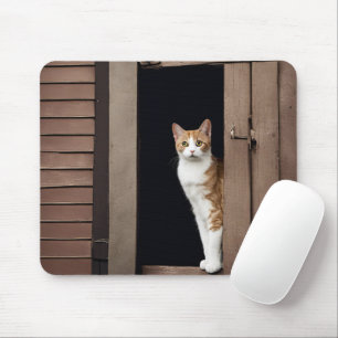 Getigerte Katze im Schuppeneingang Mousepad