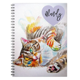 Getigerte Katze Katzen Aquarell Feline Frauennname Notizblock
