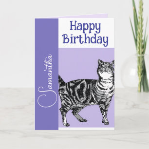 Getigerte Katze Katzen Lila Haustier Mädchen Name Karte