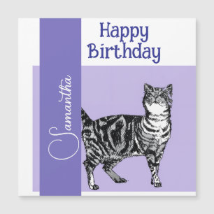 Getigerte Katze Katzen Lila Haustier Mädchen Name Magnetkarte