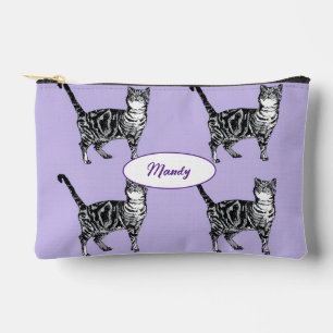 Getigerte Katze Katzen Lila Haustier Mädchen Name  Zubehörtasche