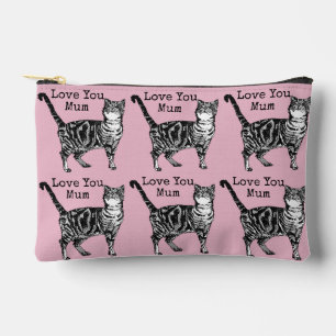 Getigerte Katze Katzen Pastell Rosa Liebt dich Mut Zubehörtasche