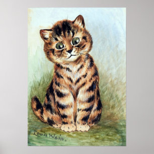 Getigerte Katze, Louis Wain Poster