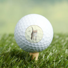 Getigerte Katze mit Text Golfbällen Golfball