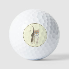 Getigerte Katze mit Text Golfbällen Golfball