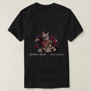 Getigerte Katze Rotes Bandana Wildblumen Kunst T-Shirt