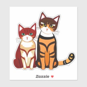 Getigerte Katze und roter Kitz Aufkleber
