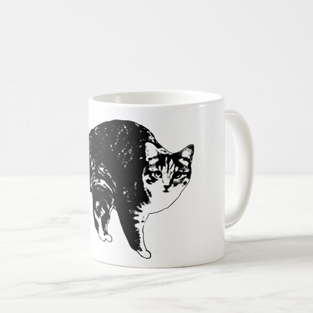 Getigerte Katze unter festlichen Lichtern Kaffeetasse (VorderseiteRechts)