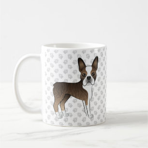 Getigerter Boston Terrier Süßer Cartoon-Hund & Pfo Kaffeetasse