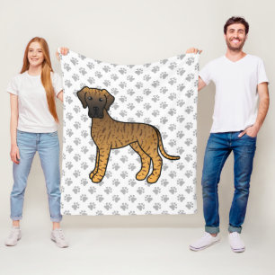 Getigerter Deutsche Dogge Süßer Cartoon-Hund & Pfo Fleecedecke