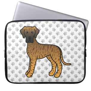 Getigerter Deutsche Dogge Süßer Cartoon-Hund & Pfo Laptopschutzhülle