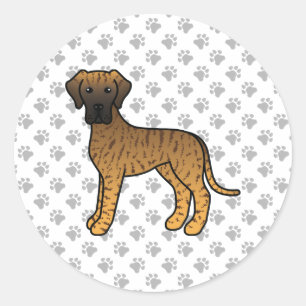 Getigerter Deutsche Dogge Süßer Cartoon-Hund Runder Aufkleber