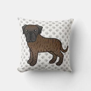 Getigerter Englischer Mastiff Süßer Cartoon-Hund & Kissen