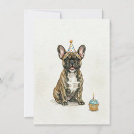 Getigerter Französischer Bulldogge Geburtstagspart Einladung
