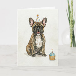 Getigerter Französischer Bulldogge Geburtstagspart Karte