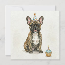 Getigerter Französischer Bulldogge Geburtstagspart Karte