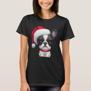 Getigerter Pied Französische Bulldogge in Weihnach T-Shirt