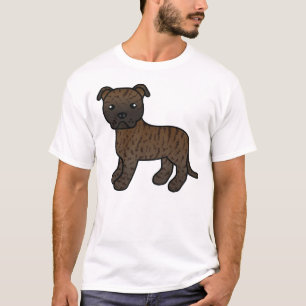 Getigerter Staffordshire Bull Terrier Cartoon-Hund T-Shirt