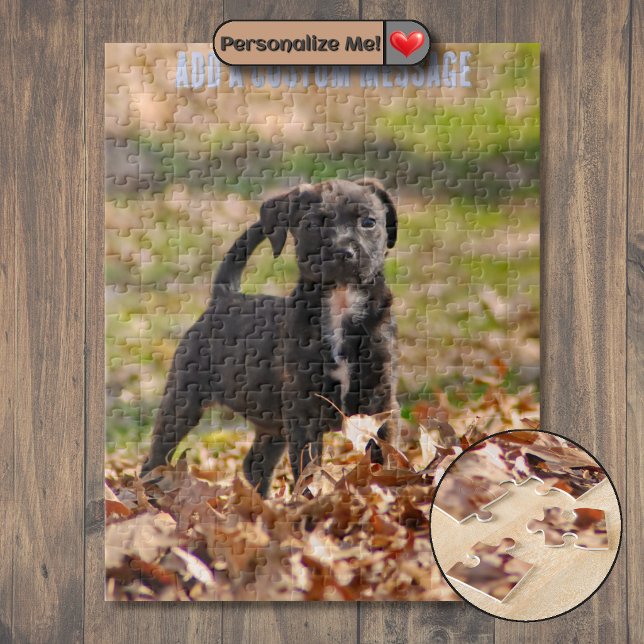 Getigerter Welpe mit weißem Blitz steht stolz (Brindle Puppy with White Blaze Stands Proud Jigsaw Puzzle)