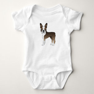 Getigertes Boston Terrier Süßes Cartoon-Hundedesig Baby Strampler