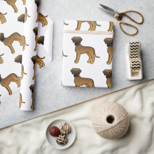 Getigertes Dogge Cartoon-Hund-Muster Geschenkpapier