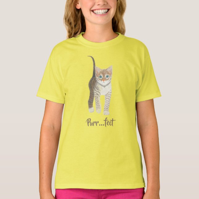 Getigertes gelbes Kätzchen T-Shirt (Vorderseite)