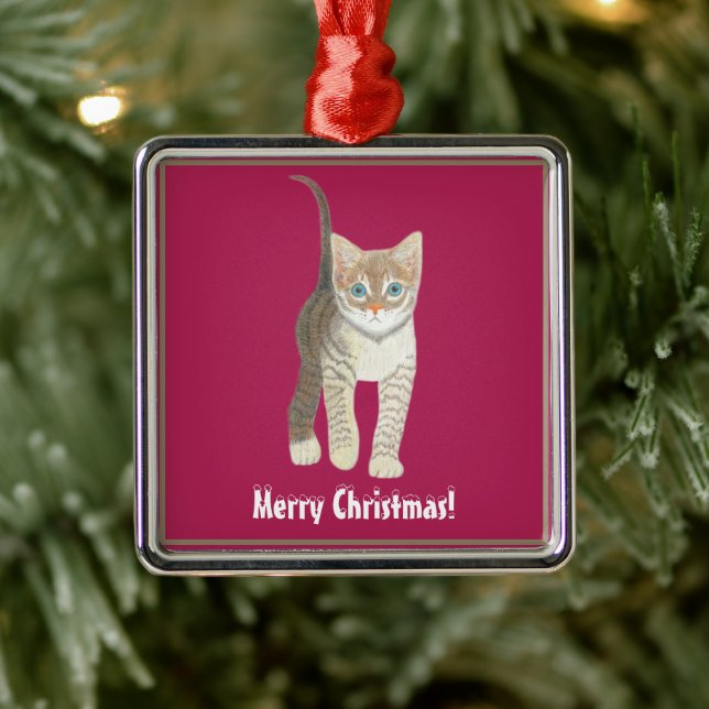 Getigertes Kätzchen Ornament Aus Metall (Baum)