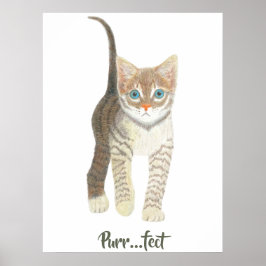 Getigertes Kätzchen Weiß Poster