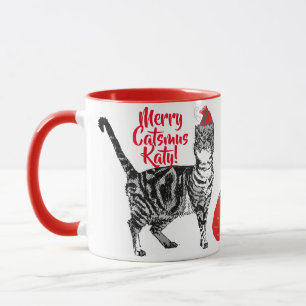 Getigertes Katzen-Weihnachtstasse Merry Catsmus Ro Tasse