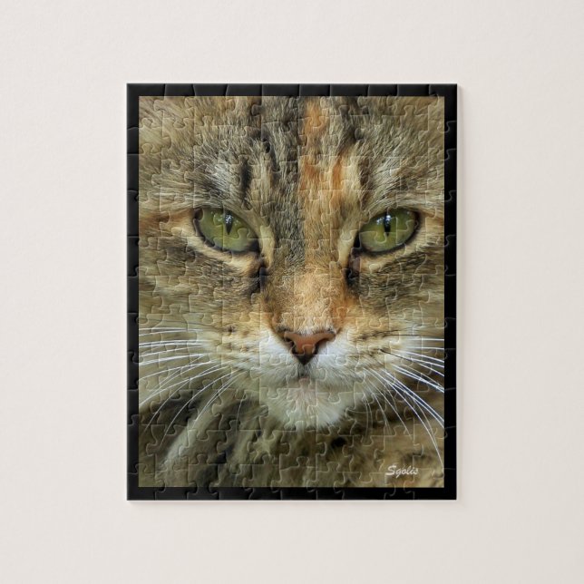 Getigertes Katzenportrait Puzzle (Vertikal)