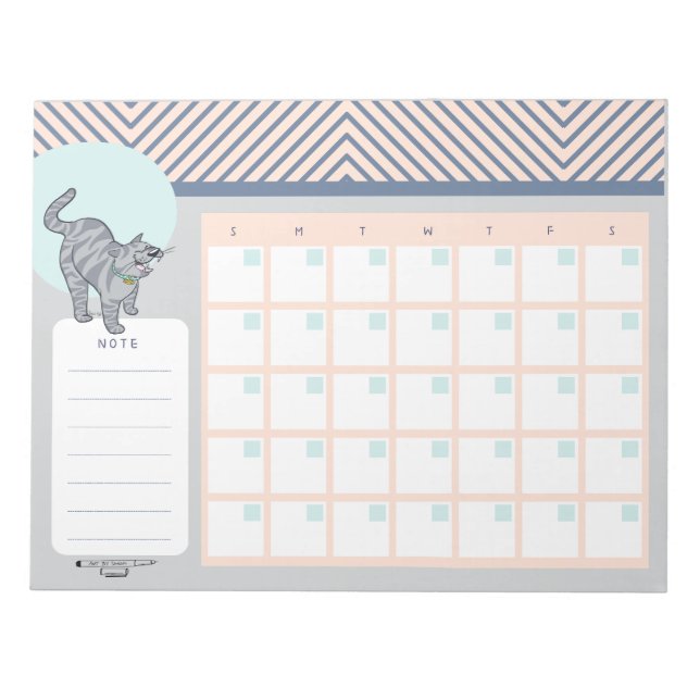Getigter Katzenkalender Notizblock ohne Datum (Vorderseite)