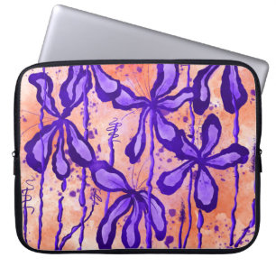 Getinte Blumen Orange & Violett Laptopschutzhülle