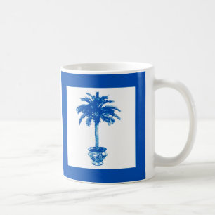 Getopfte Palme - kobaltblau und weiß Kaffeetasse