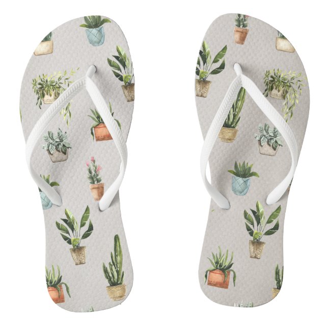getopfte Pflanzen Wasserfarbenmuster Flip Flops (Fußbett)