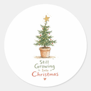 Getopfter Weihnachtsbaum Wasserfarbe Runder Aufkleber