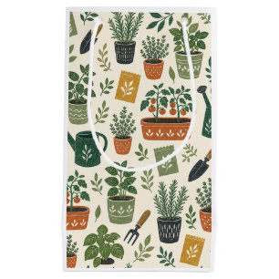 Getöpftes Kräuter- und Tomatengarten-Botanikmuster Kleine Geschenktüte