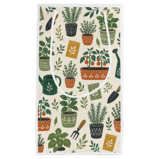 Getöpftes Kräuter- und Tomatengarten-Botanikmuster Kleine Geschenktüte