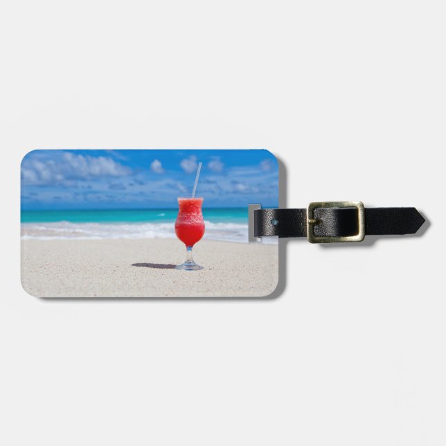 Getränk auf Strandgewohnheits-Gepäckanhänger Gepäckanhänger (Vorderseite horizontal)
