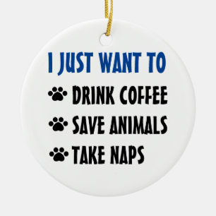 Getränk-Kaffee, retten Tiere, nehmen Nickerchen Keramik Ornament