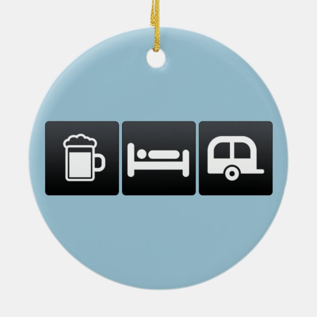 Getränk, Schlaf und Camper Keramikornament (Hinten)